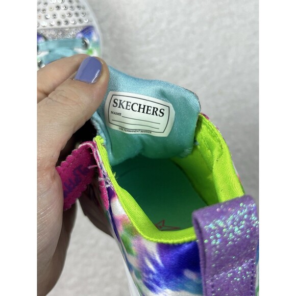 SKECHERS TWINKLE TOES GIRL TODDLER 7 SNEAKERS SEQUINS GLITTER LIGHT-UP FUN - Picture 3 of 11
